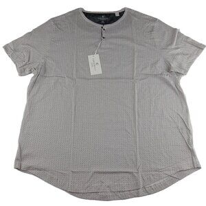 Con.Struct Men's Henley Tee T-Shirt Size XXL Taupe Print Cotton Short Sleeve